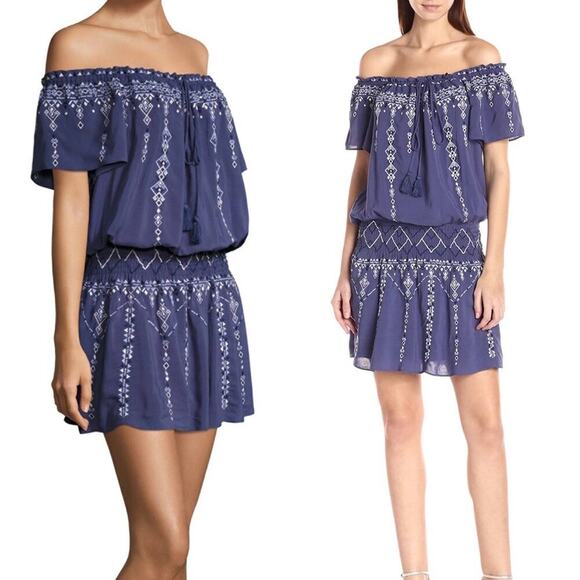 Parker Dresses & Skirts - Parker floral embroidered off shoulder‎ peasant mini dress size XS